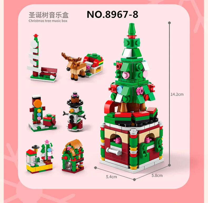 6 In 1 Upgraded Christmas Series Building Blocks Set With Light Creative Winter Village House DIY Bricks Toys For Kids Xmas Gift