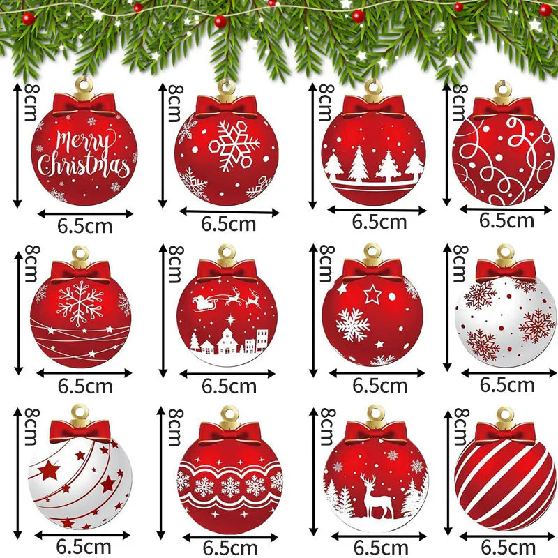 6/12/24/36PCS Christmas Balls Ornament Xmas Tree Hanging Bauble Pendant 2025 Christmas Decoration Home Party Photo Porps Navidad