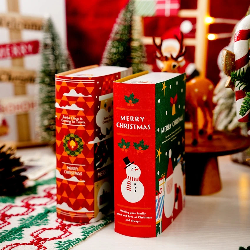 Merry Christmas Candy Boxes Magic Book Shaped Gift Box Santa Claus Packing Bag Navidad New Year Xmas Party Decoration