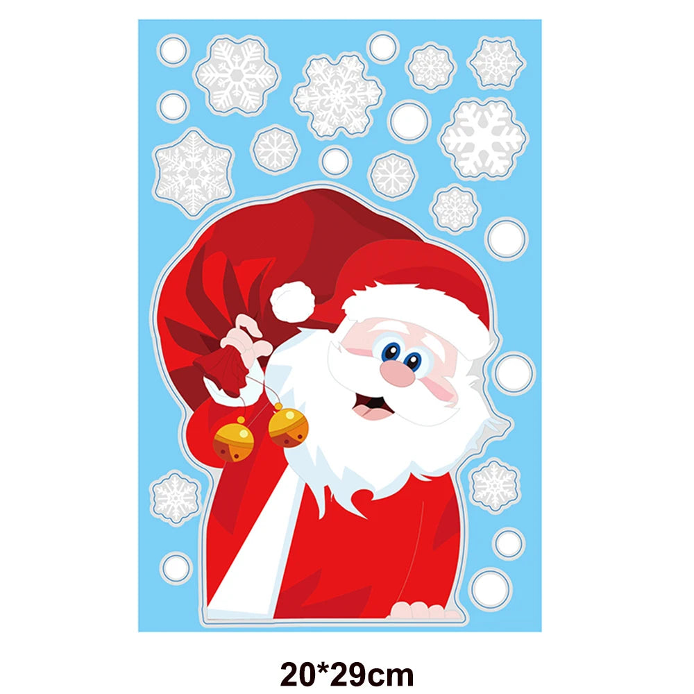 Christmas Window Clings Stickers Holiday Snowflake Santa Claus Reindeer Decals Xmas Decals Window Stickers Christmas Decorations