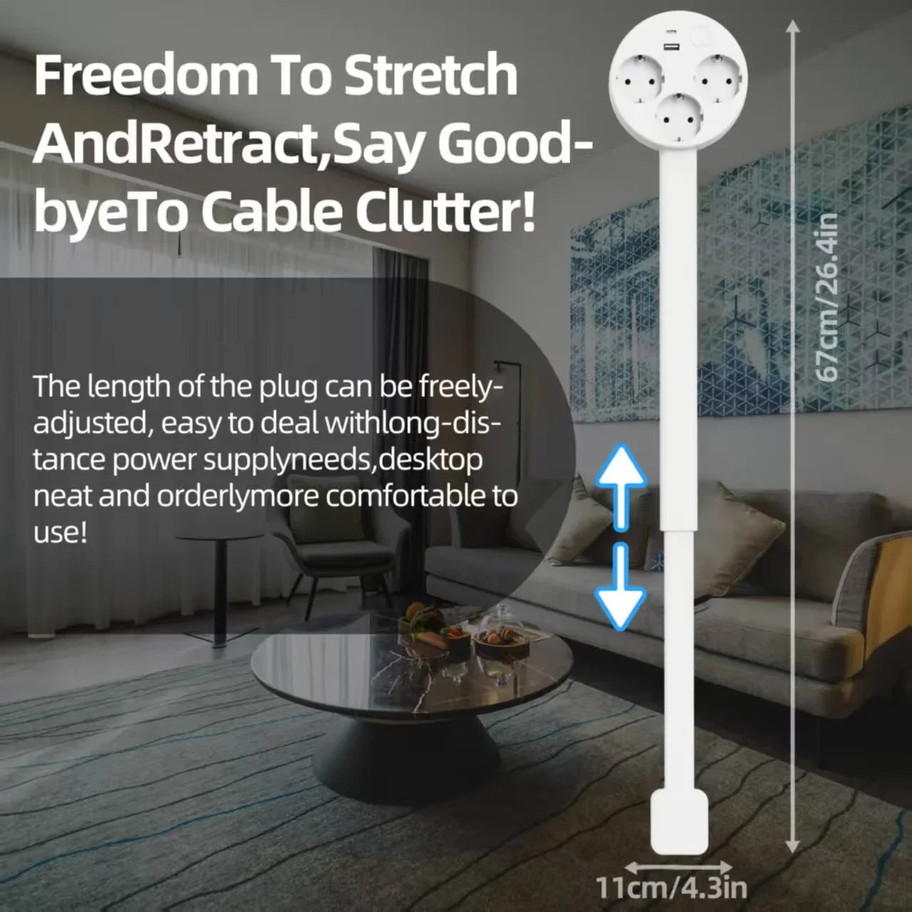 Electrical Outlet Extender Plug Wall Outlet Extender Extendable Wall Socket Rotatable Folding Portable Power Socket