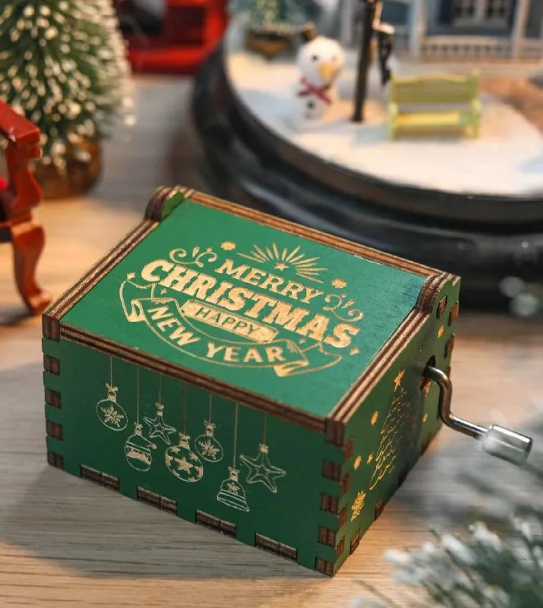 Christmas Halloween Music Box, Wooden Hand Crank Music Box, Merry Christmas, Birthday Present, Special Festival Home Decoration