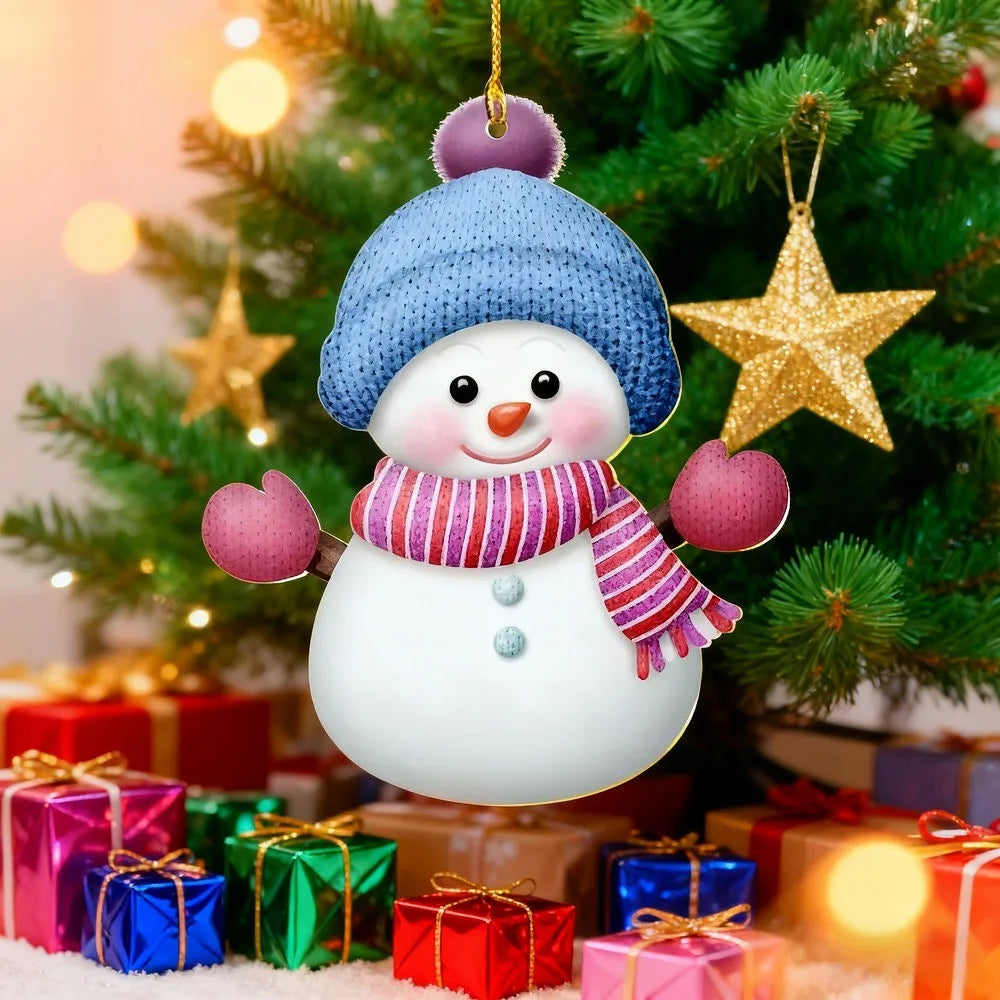 Customized NAME Christmas Santa Claus Snowman Pendant Acrylic Flat Personalized Merry Christmas 2025 Xmas Tree Decoration Hangin