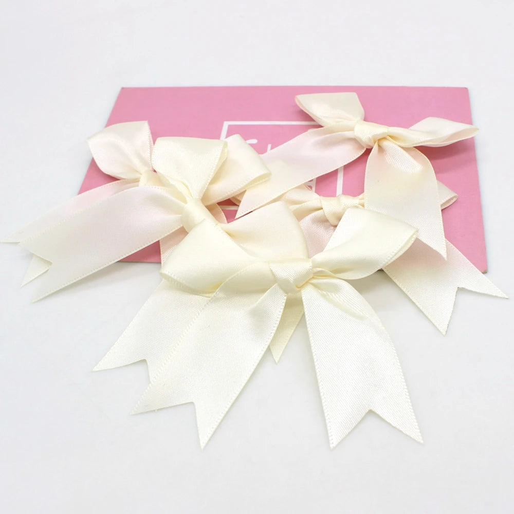 30pcs/lot 85mm ribbon bow craft bow pink white floral gift tie wedding decoration bow DIY birth party baking decoration