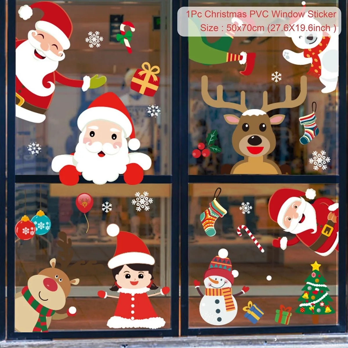 Christmas Wall Window Stickers Christmas Decoration For Home 2024 Merry Christmas Ornaments Xmas Navidad Happy New Year 2025