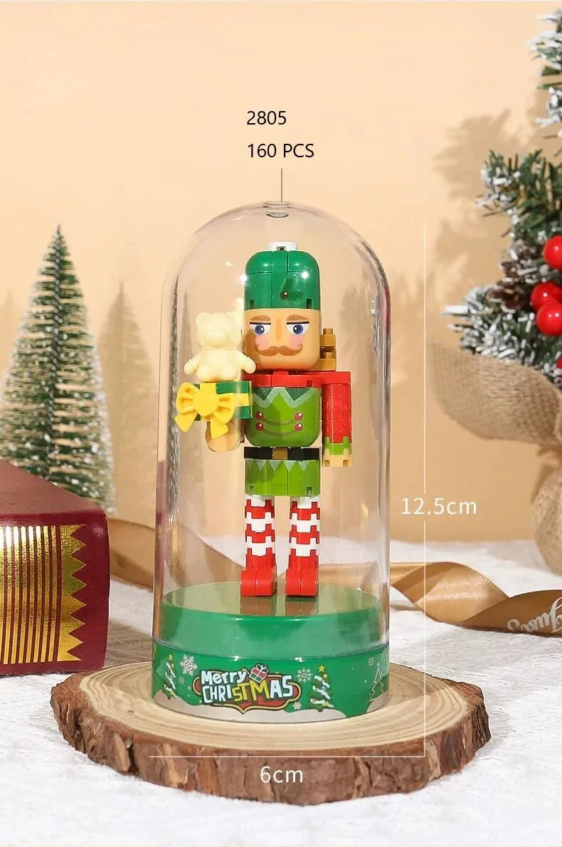 Retro Soldier Shaped Creative Miniature Building Block Model Christmas Home Ornament DIY Educational Kids Toys Holiday Gifts
