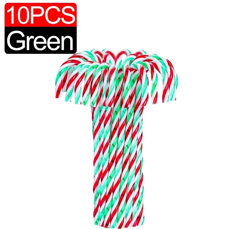 Acrylic Candy Cane Pendant Xmas Tree Twisted Crutch Hanging Ornament Happy New Year Christmas Party Home Decoration Red Green