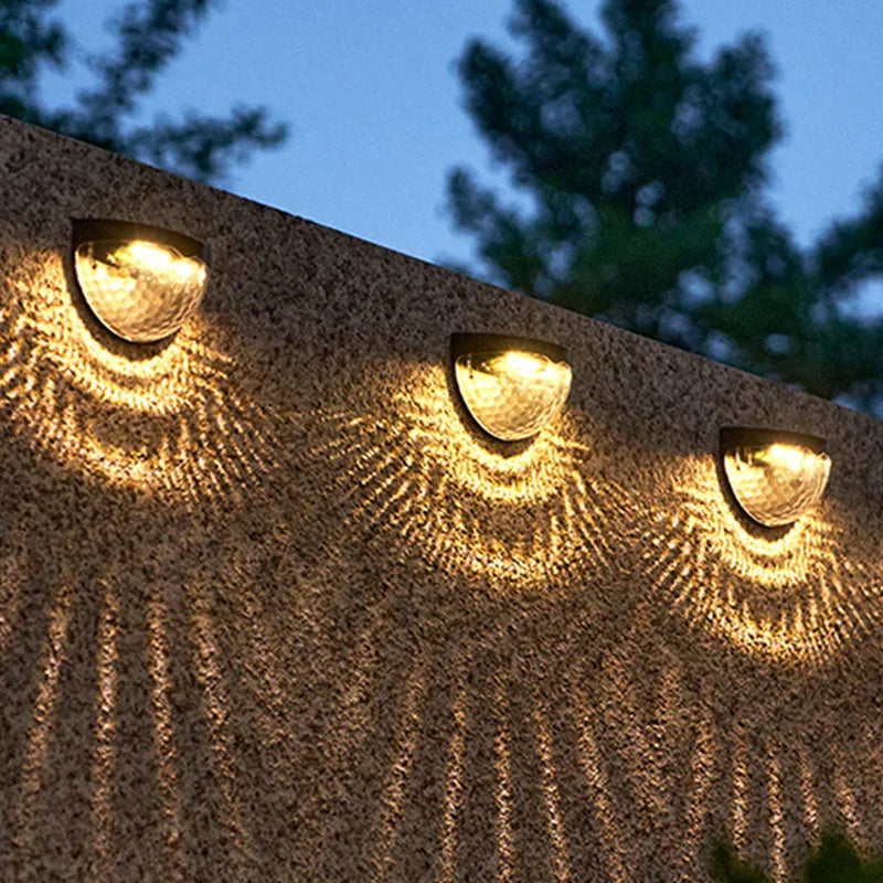 2PCS Solar Wall Lamp, 6LEDs Outdoor Waterproof Solar Light Warm White, for Yard, Garage, Garden, Porch, Fence, Driveway, Railing