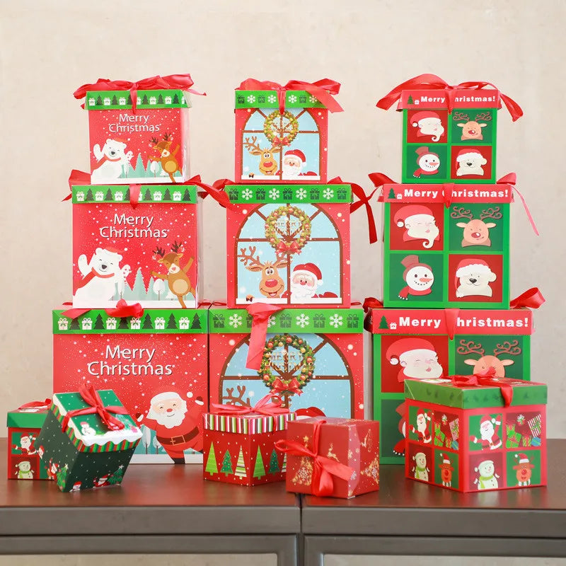 Christmas Gift Boxes Packing Gift Merry Christmas Decorative Carton For Xmas Home Party Decor Navidad New Year Candy Box Case