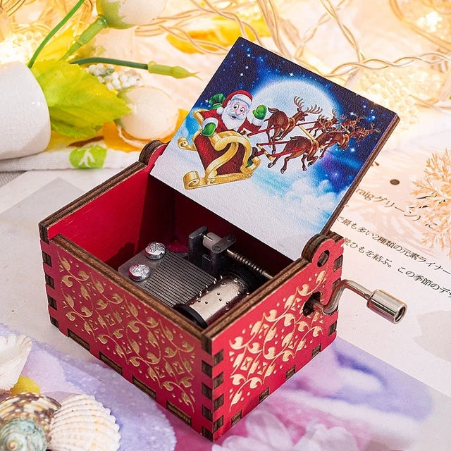 Christmas Halloween Music Box, Wooden Hand Crank Music Box, Merry Christmas, Birthday Present, Special Festival Home Decoration