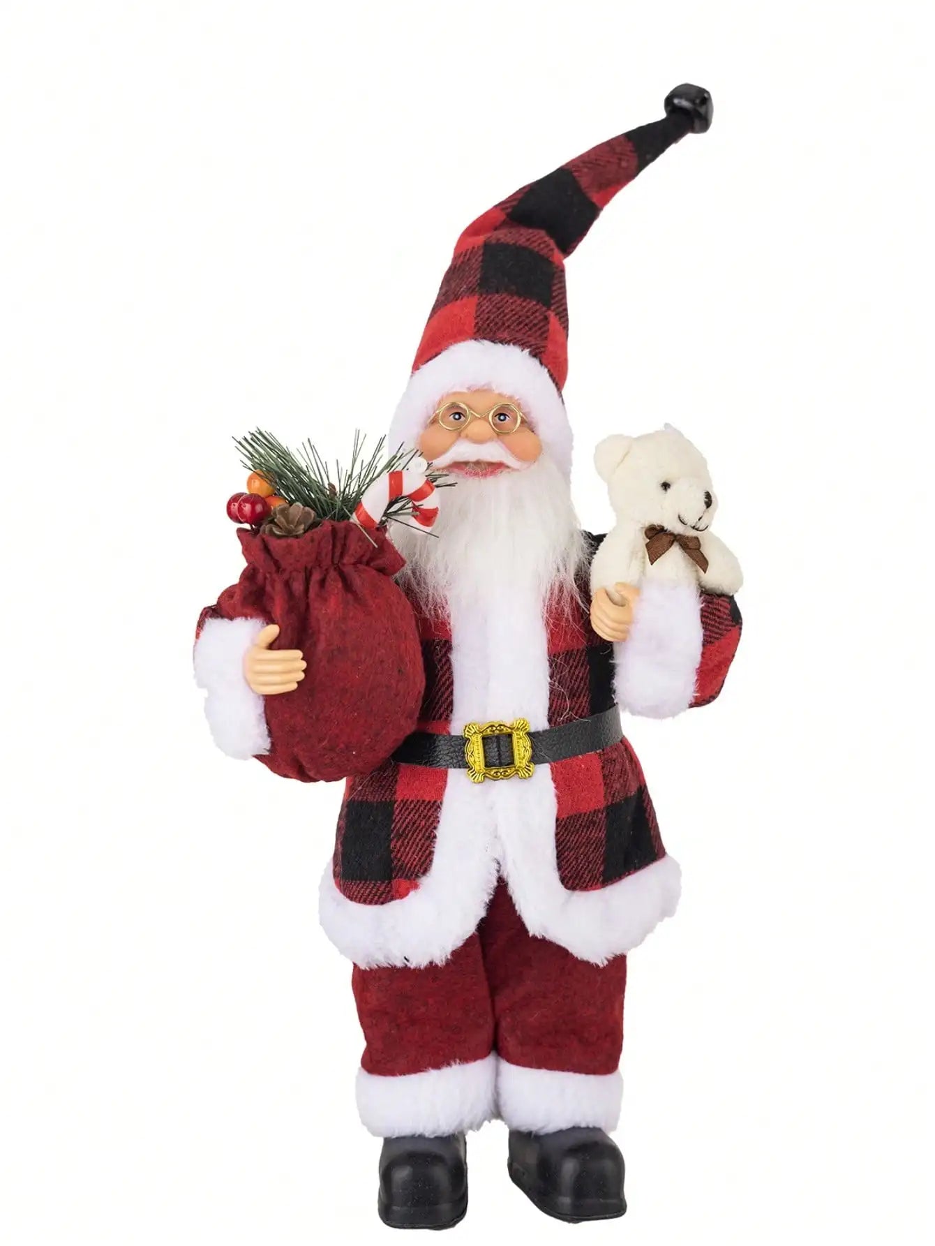 1pc Festive 12-inch Classic Santa Claus Statue: Golden and Silver White Christmas Decorations for Home, Kitchen, Hotel, and Offi