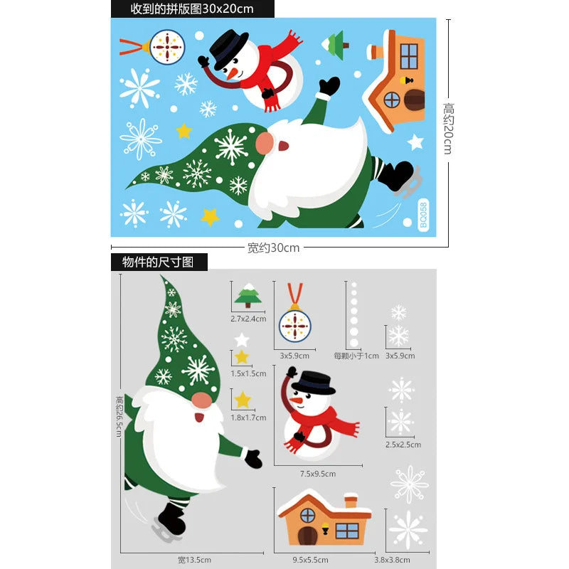 Christmas Window Clings Stickers Holiday Snowflake Santa Claus Reindeer Decals Xmas Decals Window Stickers Christmas Decorations