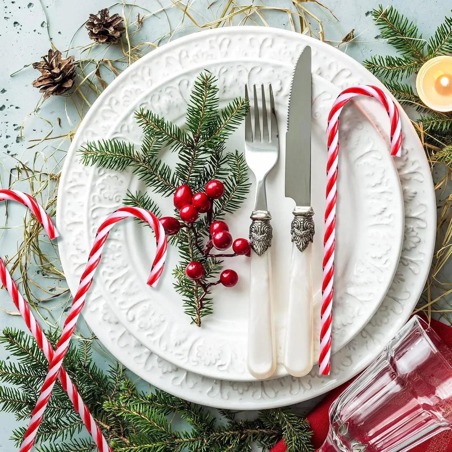 Acrylic Candy Cane Pendant Xmas Tree Twisted Crutch Hanging Ornament Happy New Year Christmas Party Home Decoration Red Green