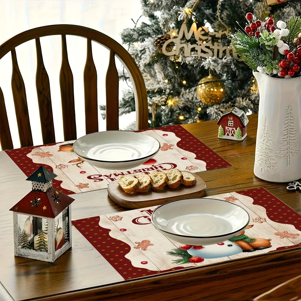 JIT Christmas Snowman Deer Printed Table Runner 2D Flat Print Festive Home Decor Christmas Dining Table Decoration Cute Charming