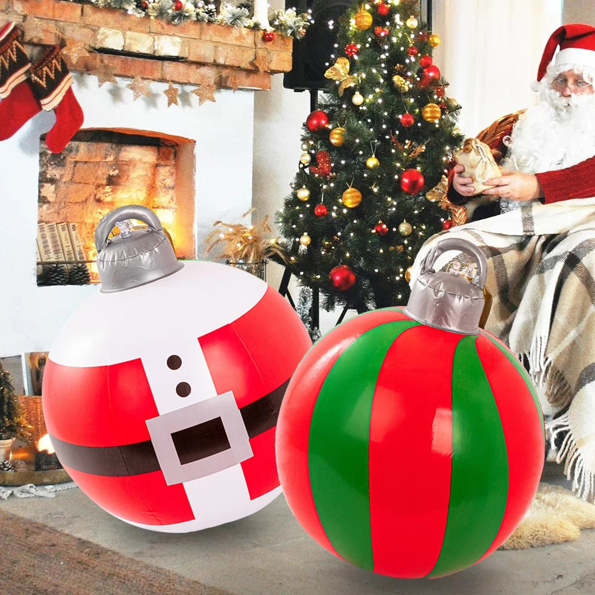 60cm Giant Luminous Inflatable Christmas Ball With No Lights Pvc Outdoor Xmas Decoration Ball Holiday Yard Lawn Porch Decor 2025