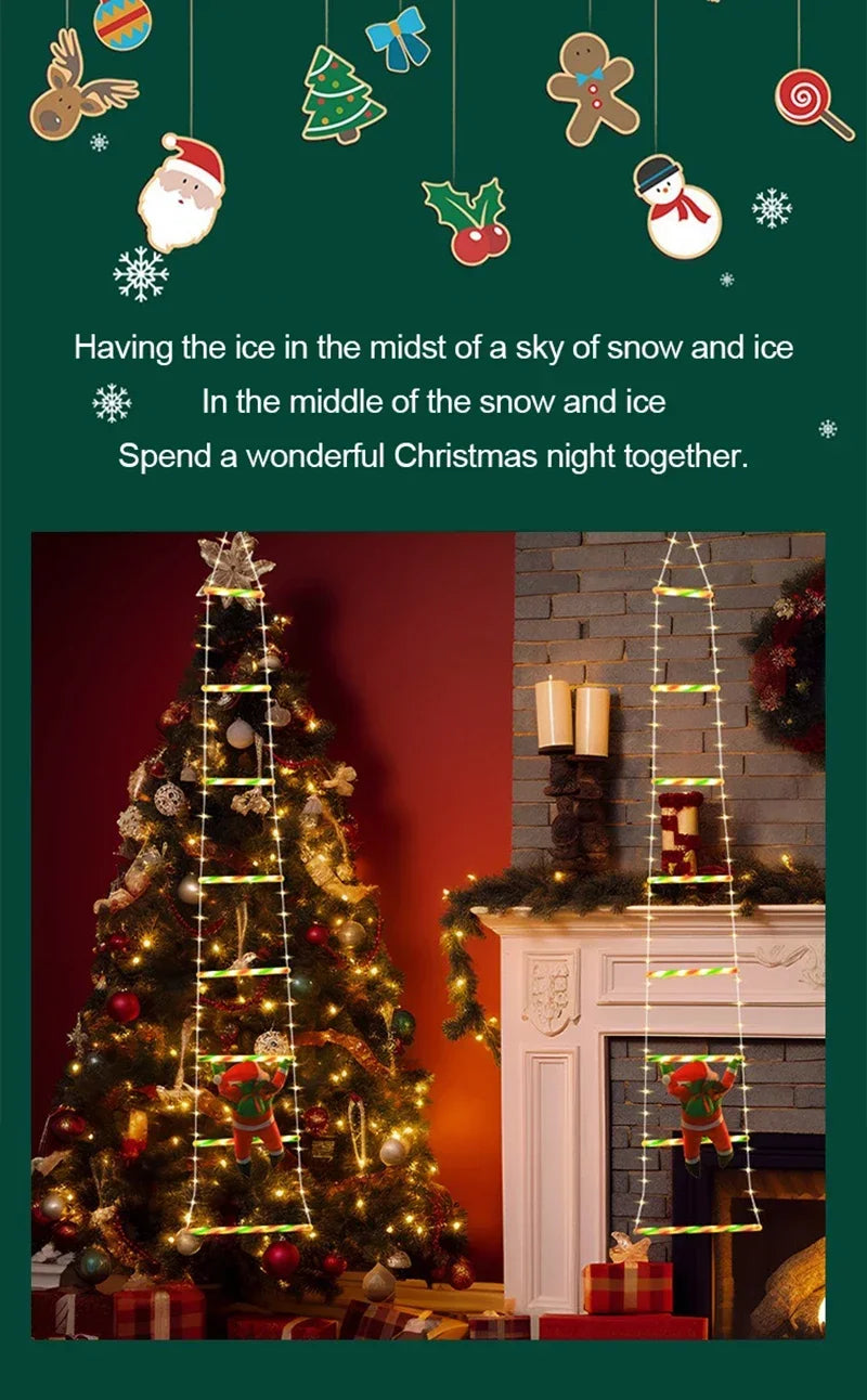 1/3M Santa Claus Climbing Ladder String Lights USB 8 Modes LED Lamp Christmas Decoration for Garden Cristmas Tree New Year Gift