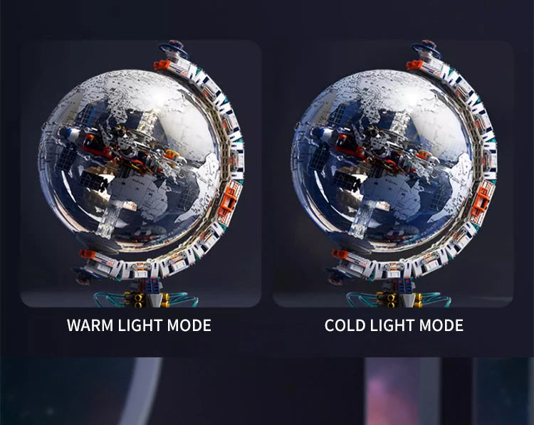 New Creative Technology Space Station Transparent Globe Building Blocks High Tech Construction Bricks Set Toy Gifts For Children