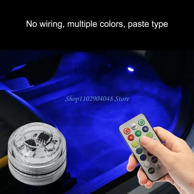 Automotive Roof Light Car Interior Ambient Light Remote Control Adhesive Wireless LED Lights Atmosphere Decoration Lamp
