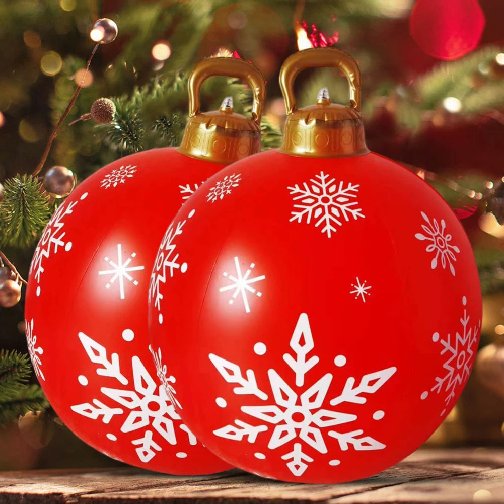 60cm Giant Inflatable Christmas Balls PVC Giant Big Large Balls Xmas Tree Decorations Toy Outdoor Xmas Holiday Yard Lawn Balls