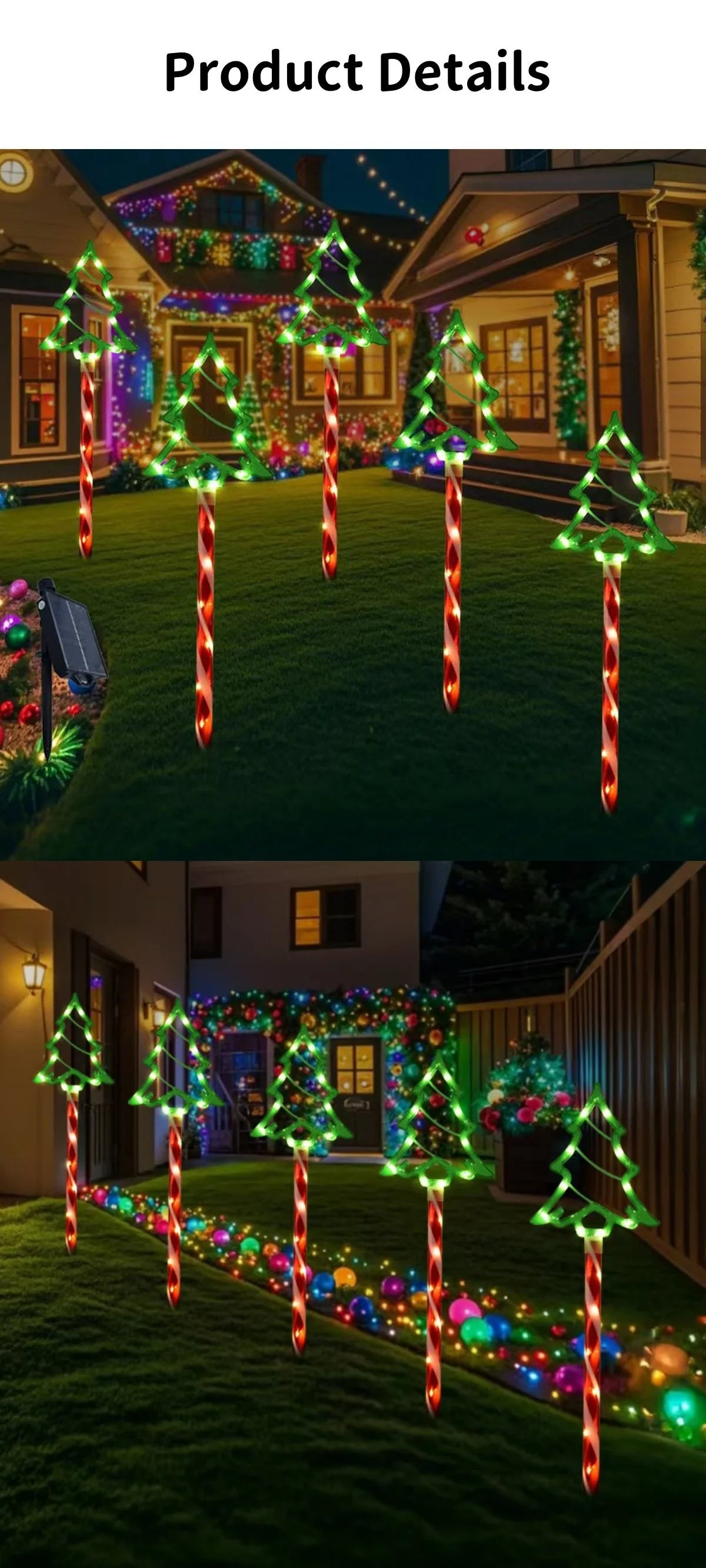 LED solar Christmas tree ground mounted lights suitable for courtyard and path atmosphere decoration lights, set of 5 pieces
