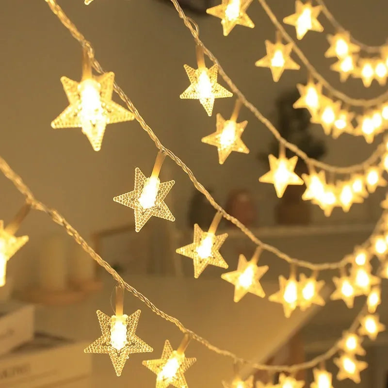 Christmas Tree Star Light String LED 10/20/40/80 Lights Night Decoration for Family Garden Party Atmosphere