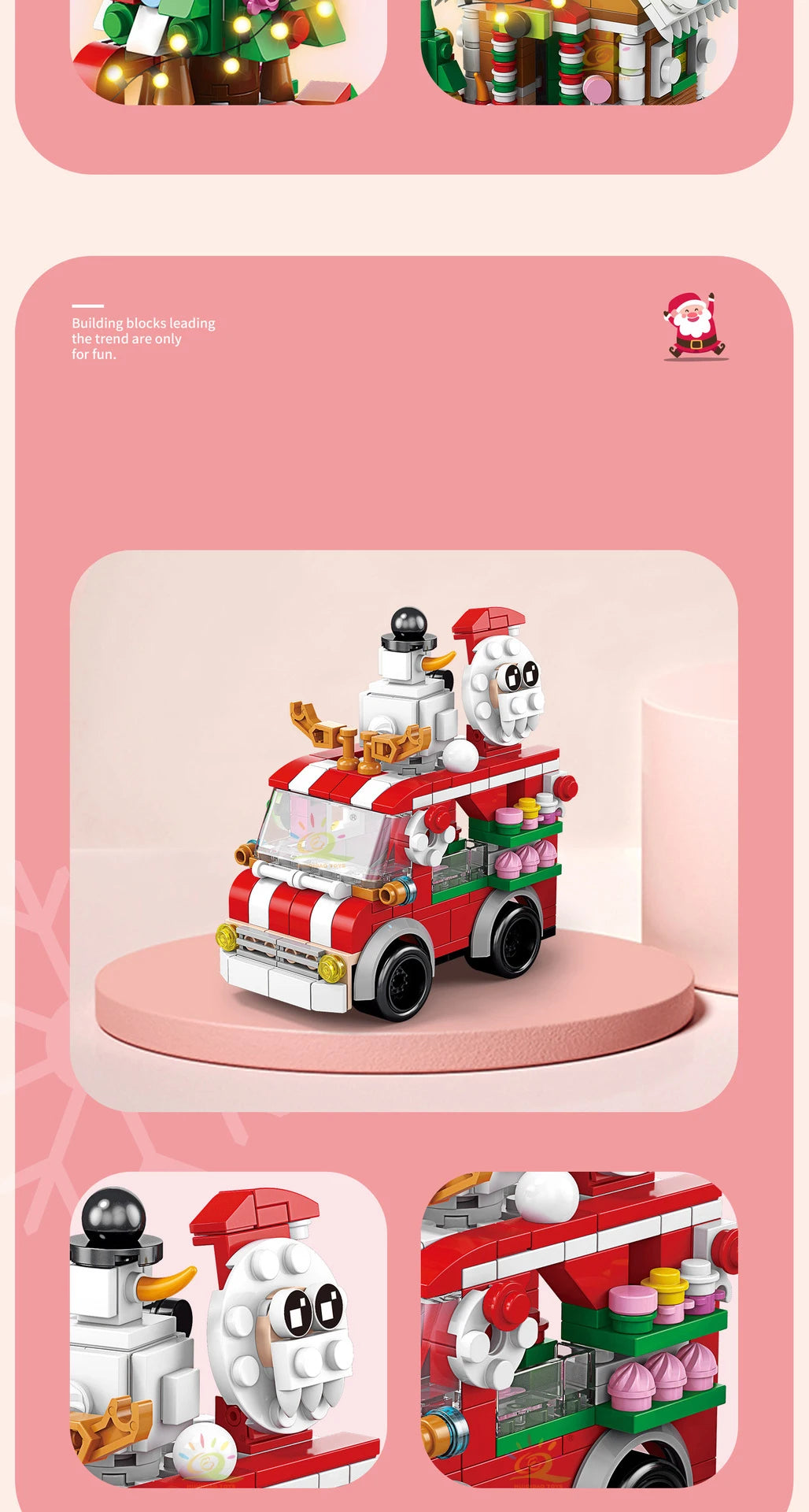 HUIQIBAO 6IN1 Christmas Elk Deer Santa Claus Building Blocks City Snow House Xmas Tree Bricks Set Toys for Children Kids Gift