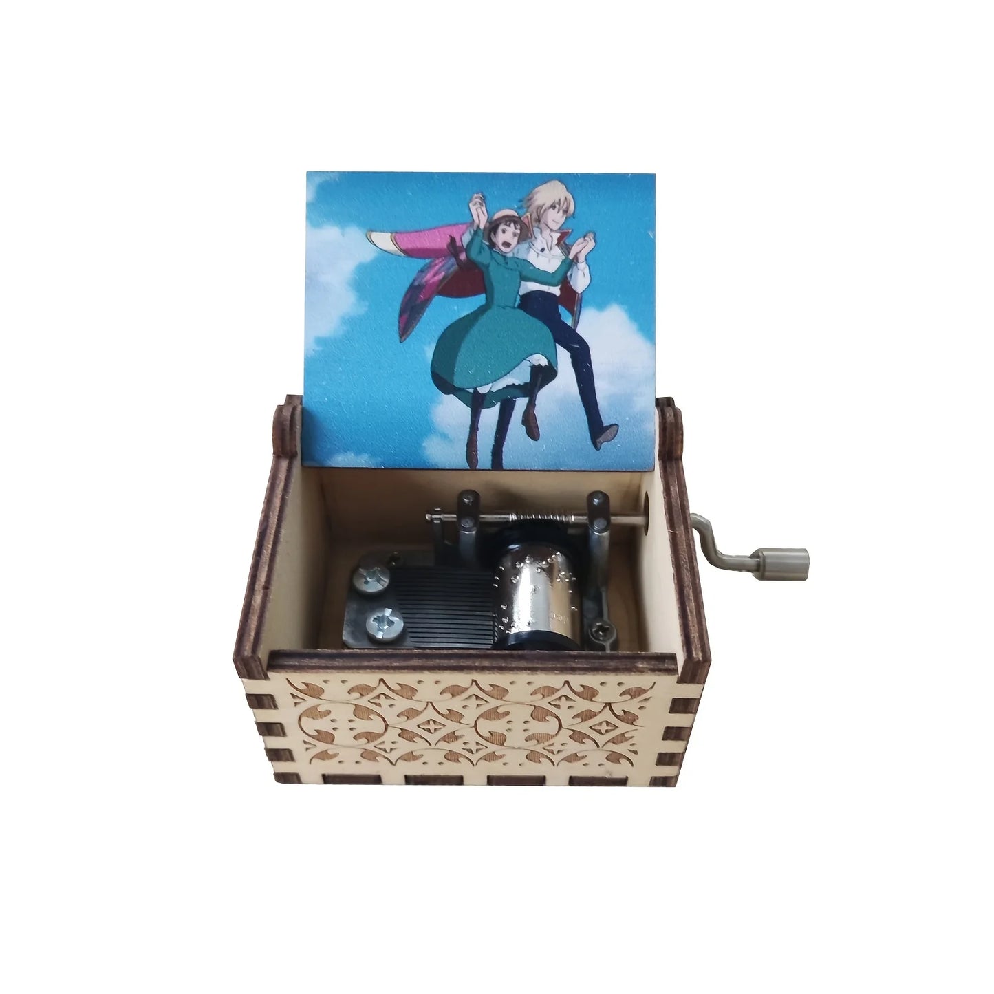 Merry Christmas Series Music Box Wooden Antique Carved Hand Cranked Classic Theme Music for Birthday Party Gifts Family Decor