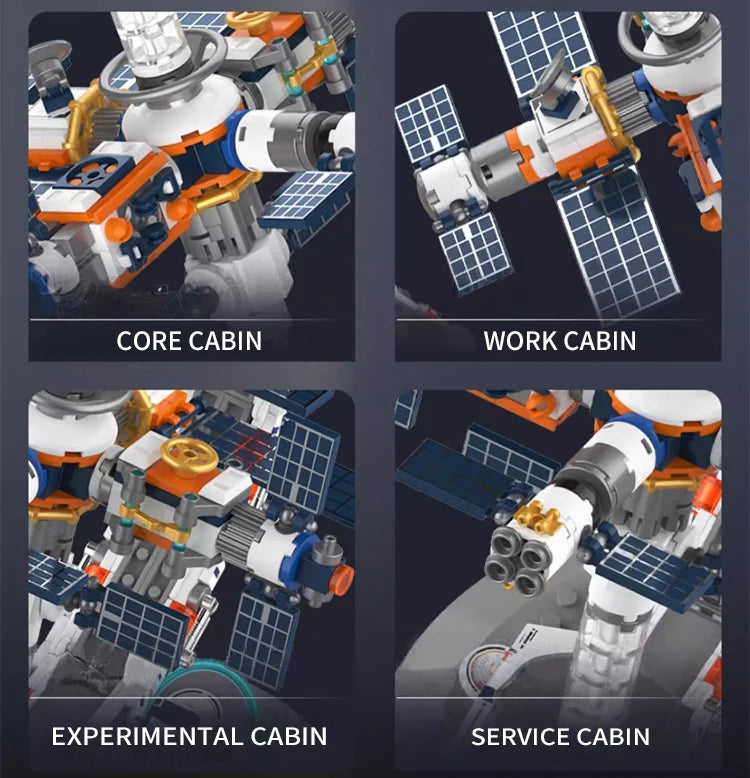 New Creative Technology Space Station Transparent Globe Building Blocks High Tech Construction Bricks Set Toy Gifts For Children