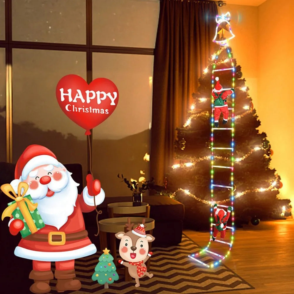 3M Santa Claus Climbing Ladder LED Hanging Light Christmas tree Ornament home garden outdoor christmas decorations navidad 2025