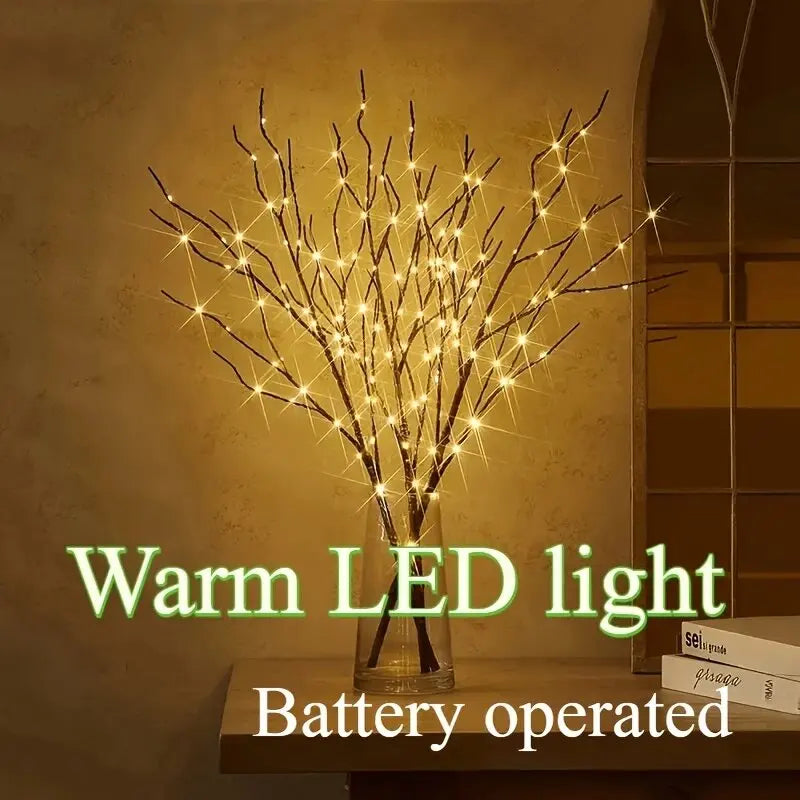 1pc 74cm/29.13in 50LED Brown Artificial Branches Lights,Indoor Battery Powered Decoration Light For Home,Restaurant,Coffee,Store