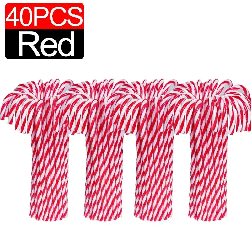 Acrylic Candy Cane Pendant Xmas Tree Twisted Crutch Hanging Ornament Happy New Year Christmas Party Home Decoration Red Green