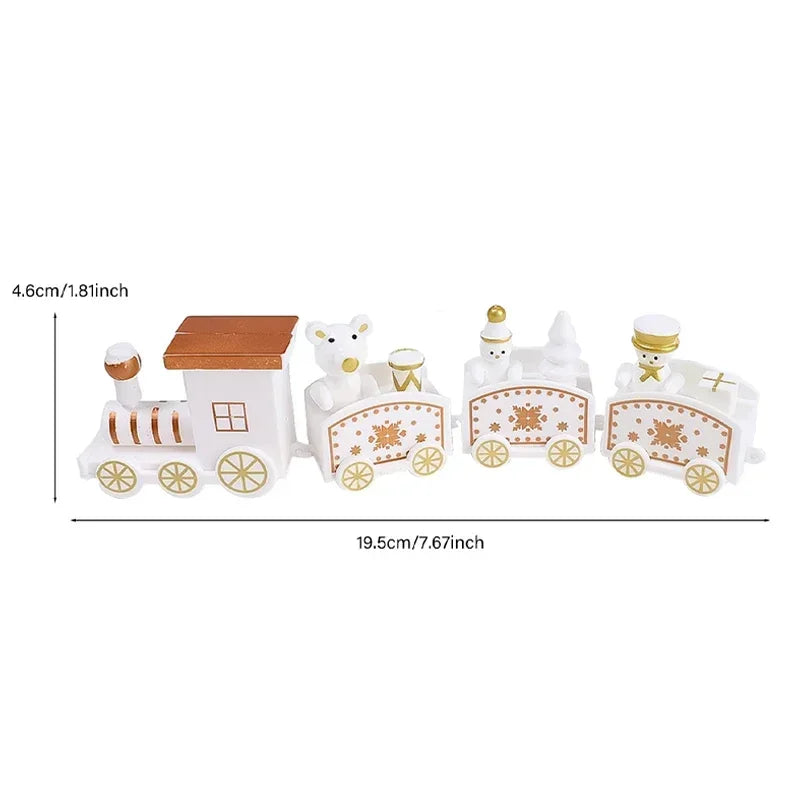 Wooden Train Christmas Ornaments Santa Cake Decoration Merry Christmas Navidad New Year Party Table Decoration Kids Gifts Toys