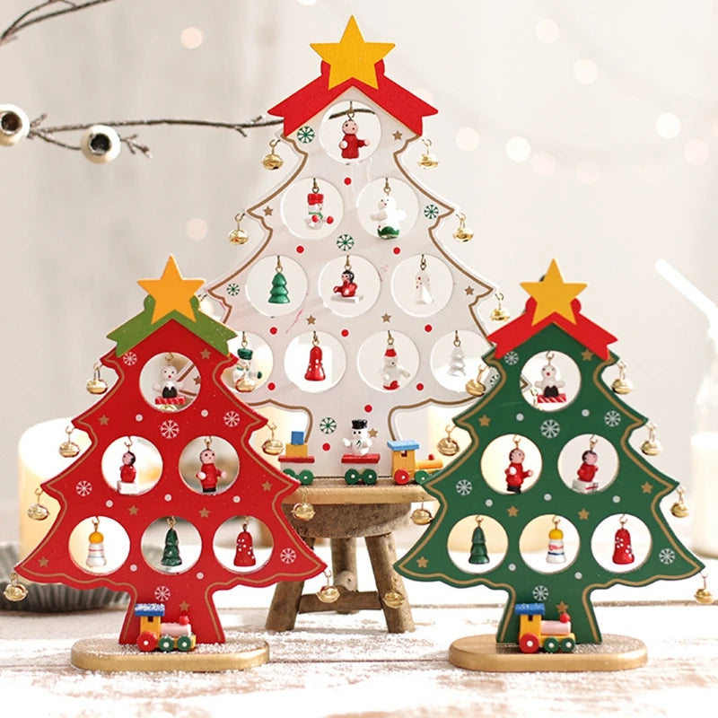 DIY Mini Christmas Tree Decorations Window Display Ornament adornos  Wooden Christmas Tree Desktop Ornament Christmas Supplies