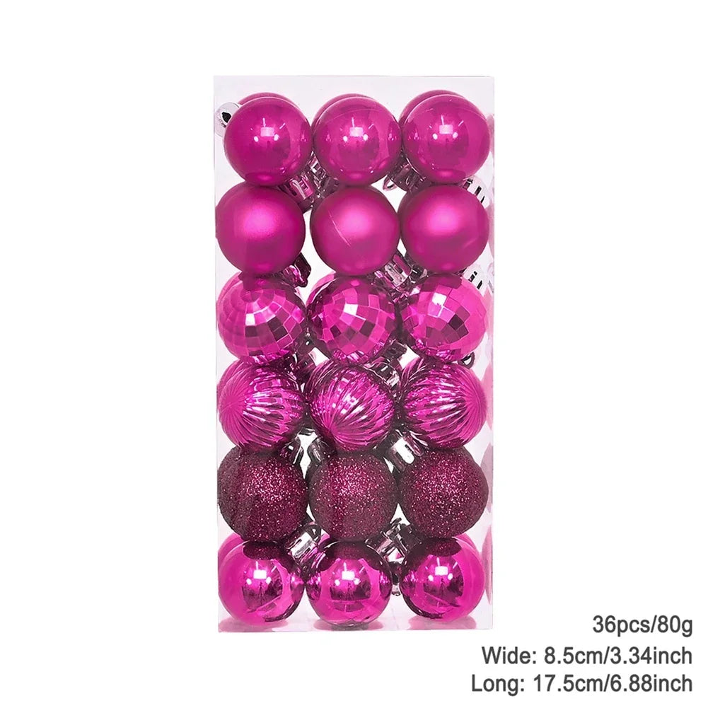 36Pcs Christmas Balls New Year Party Decoration Xmas Tree Ornaments Christmas Hanging Ornament Home Decor Gifts Navidad