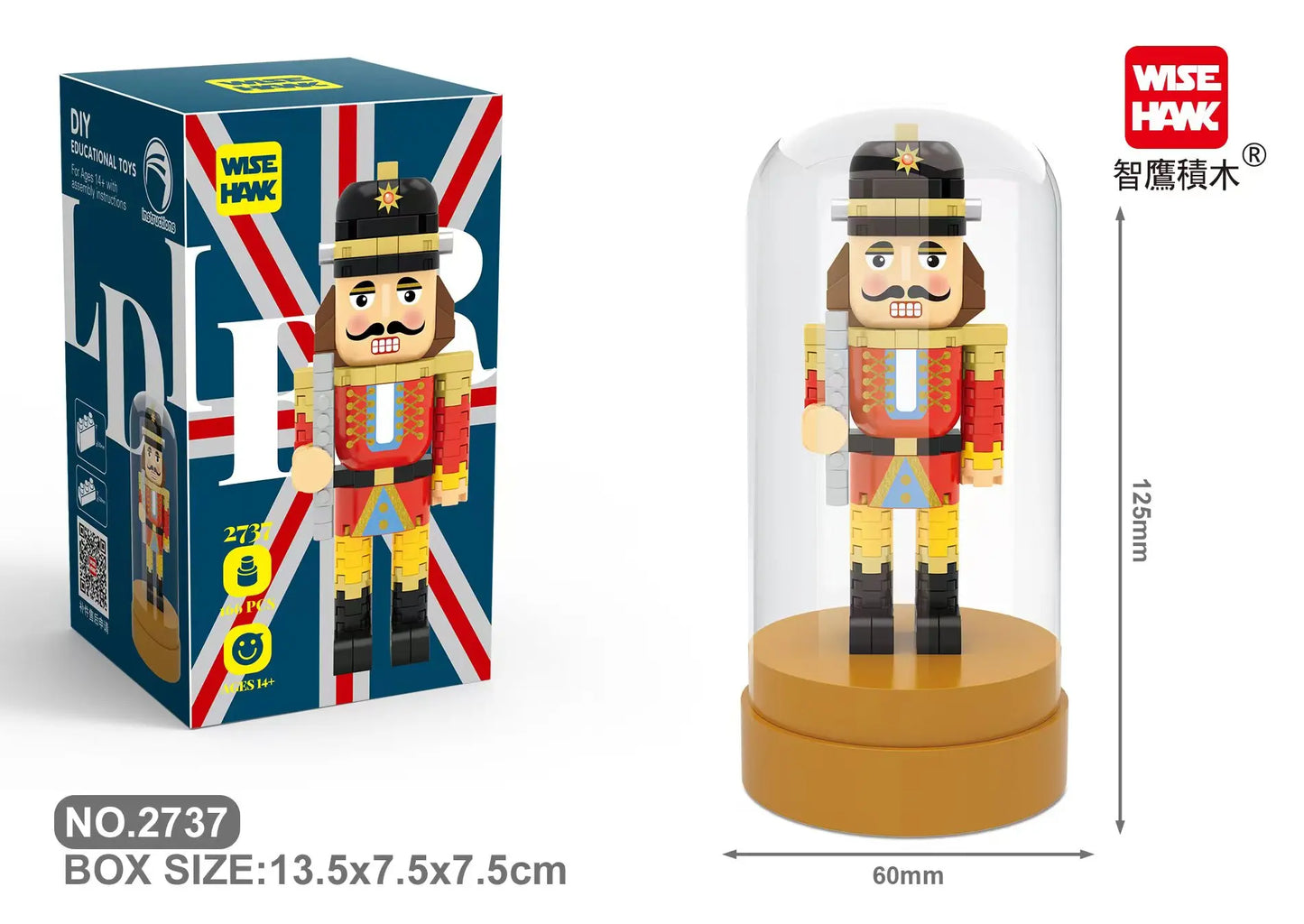 Retro Soldier Shaped Creative Miniature Building Block Model Christmas Home Ornament DIY Educational Kids Toys Holiday Gifts