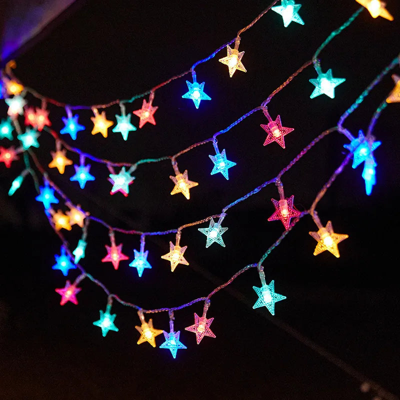 Christmas Tree Star Light String LED 10/20/40/80 Lights Night Decoration for Family Garden Party Atmosphere