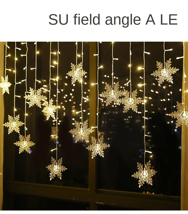 3.5M Christmas Lights LED Fairy String Lights Snowflake Curtain Garland Waterproof For Holiday Party Xmas Decoration 2024