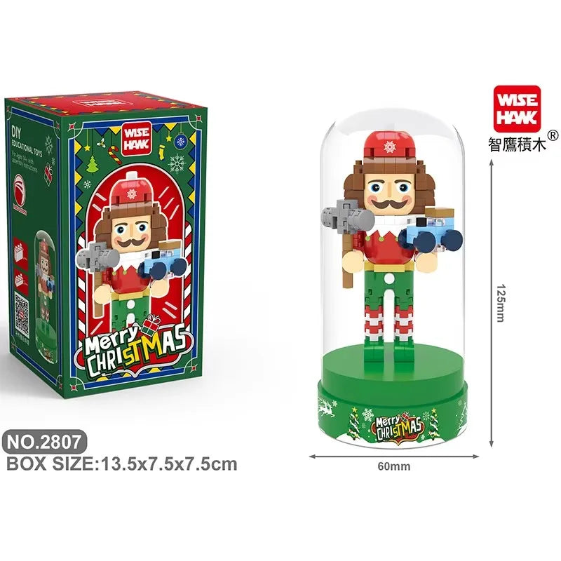 Retro Soldier Shaped Creative Miniature Building Block Model Christmas Home Ornament DIY Educational Kids Toys Holiday Gifts