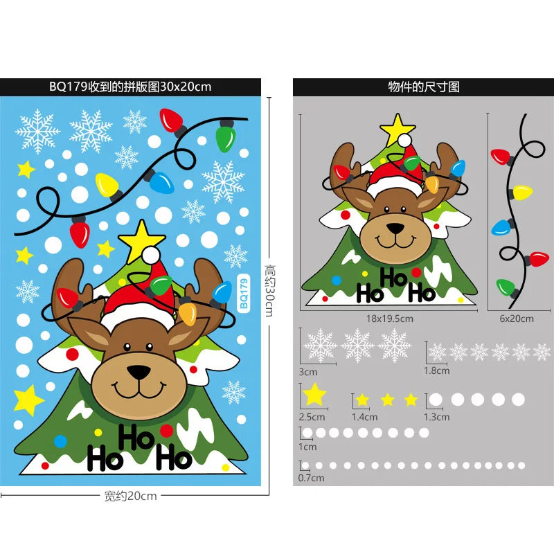 Christmas Window Clings Stickers Holiday Snowflake Santa Claus Reindeer Decals Xmas Decals Window Stickers Christmas Decorations