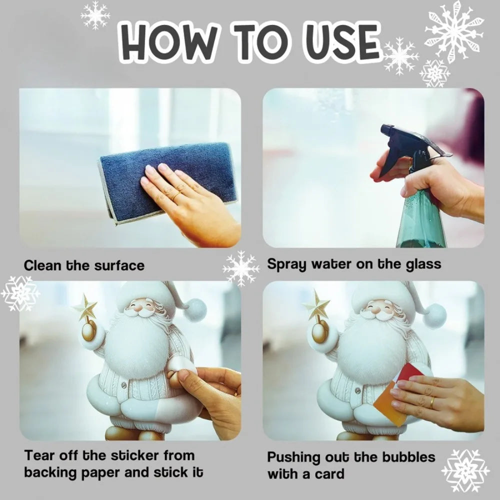 Cartoon Santa Claus Gift Wall Sticker Christmas Electrostatic Glass Windows Decor Decals Bedroom Home Decoration New Year Mural