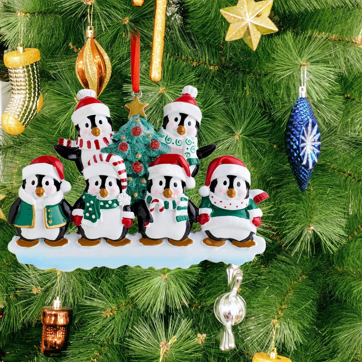 Personalized Family Christmas Ornament Cute Penguin Holiday Winter Gift 2021  Family Ornament Christmas Tree Decorations
