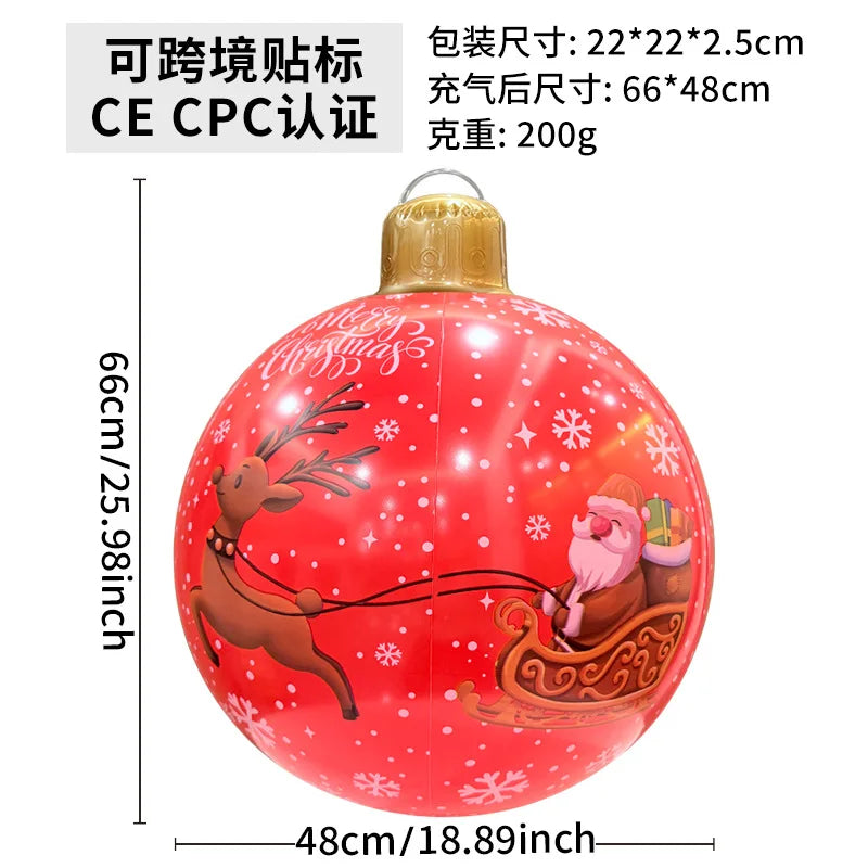 60cm Giant Luminous Inflatable Christmas Ball With No Lights Pvc Outdoor Xmas Decoration Ball Holiday Yard Lawn Porch Decor 2025