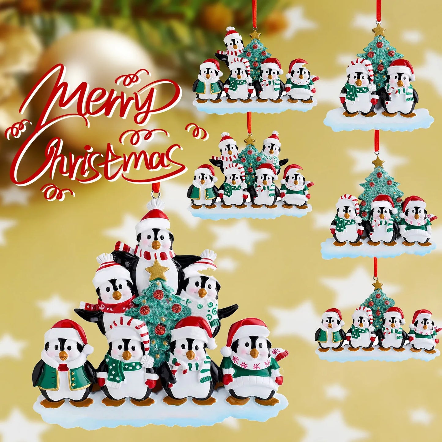 Personalized Family Christmas Ornament Cute Penguin Holiday Winter Gift 2021  Family Ornament Christmas Tree Decorations