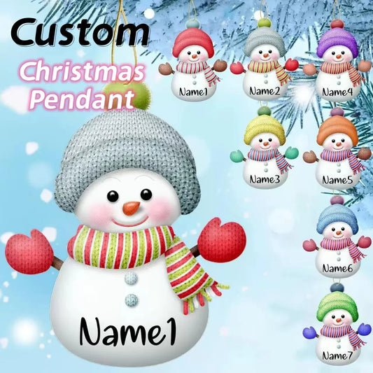 Customized NAME Christmas Santa Claus Snowman Pendant Acrylic Flat Personalized Merry Christmas 2025 Xmas Tree Decoration Hangin