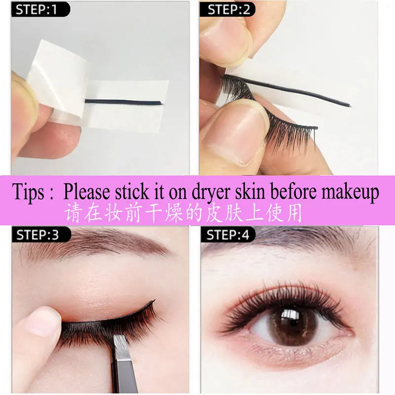 40 Pcs/Box Reusable Self-Adhesive Glue-Free Eyelash Glue Strip False Eyelashes Extension No Glue Eyelashes Hypoallergenic