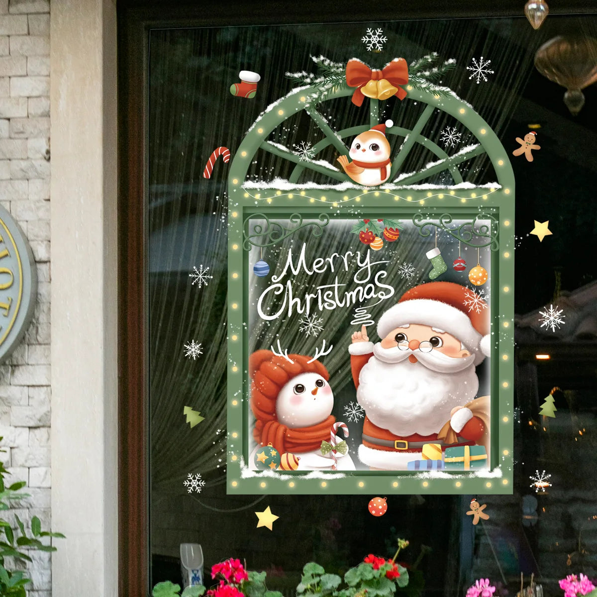 2024 New Christmas Decoration Window Stickers Santa Christmas Tree Window Glass Decal Poster New Year 2025 Decoration Stickers