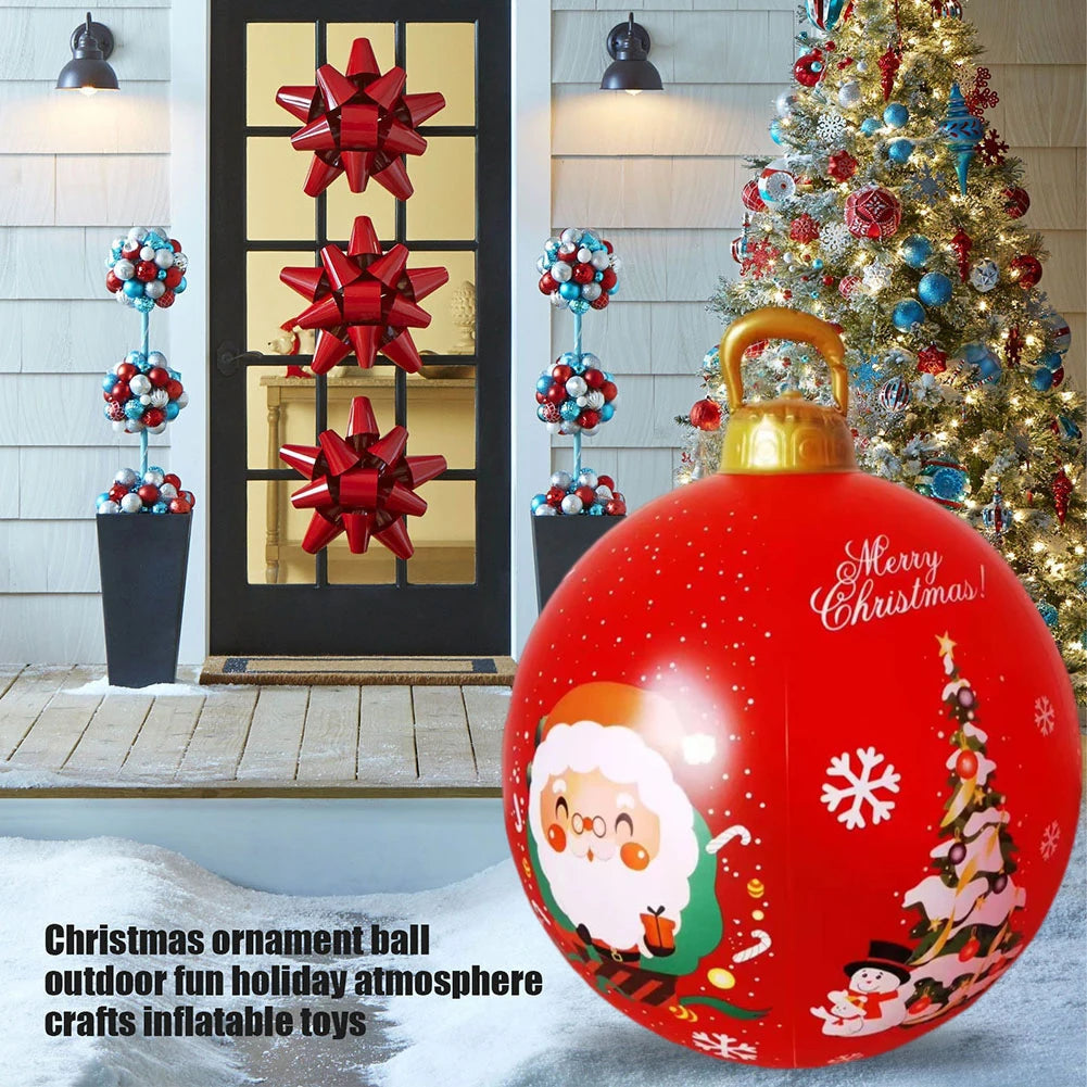 60cm Giant Inflatable Christmas Balls PVC Giant Big Large Balls Xmas Tree Decorations Toy Outdoor Xmas Holiday Yard Lawn Balls