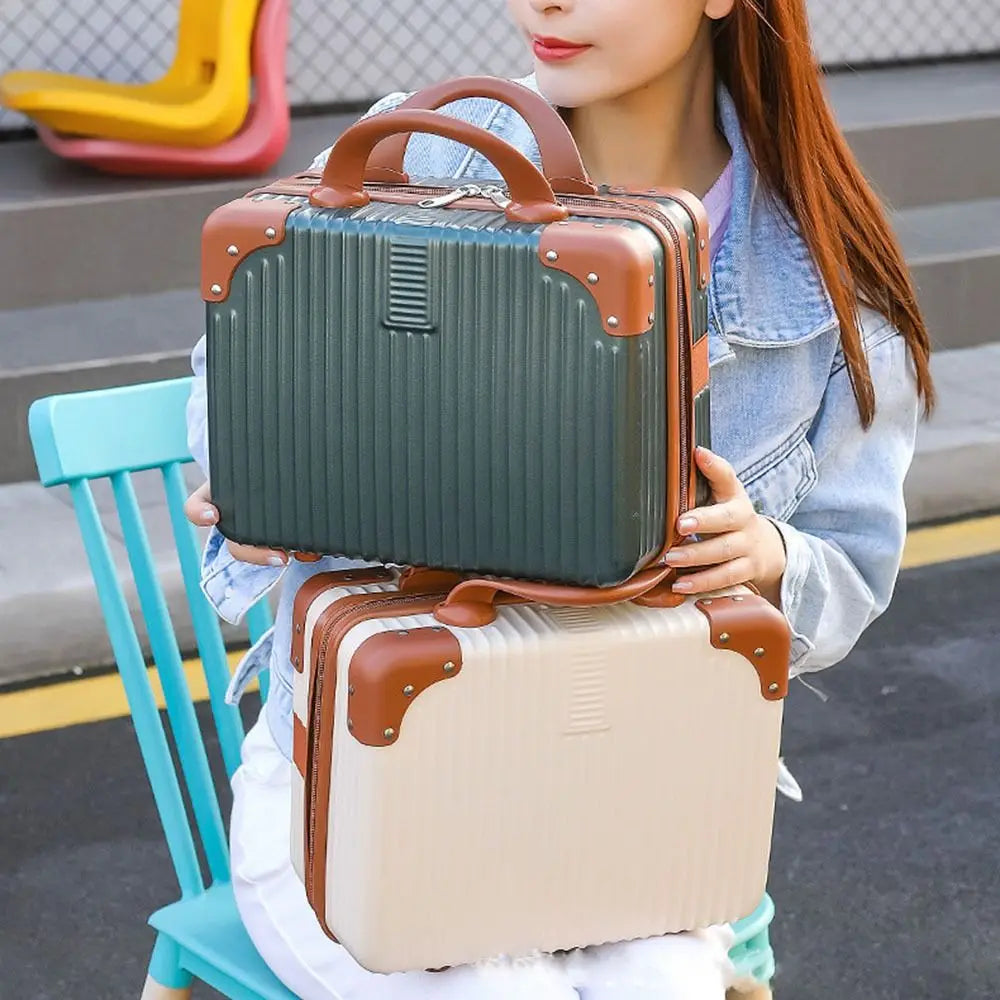 Hot Cosmetic Box 14 inch Mini Travel Suitcase Cosmetic Box Hand Luggage Organizer Makeup Case Small Password Box Boarding Case