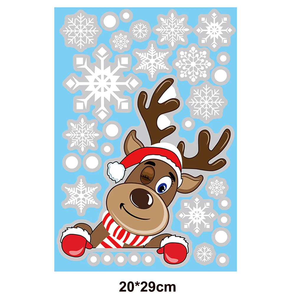 Christmas Window Clings Stickers Holiday Snowflake Santa Claus Reindeer Decals Xmas Decals Window Stickers Christmas Decorations