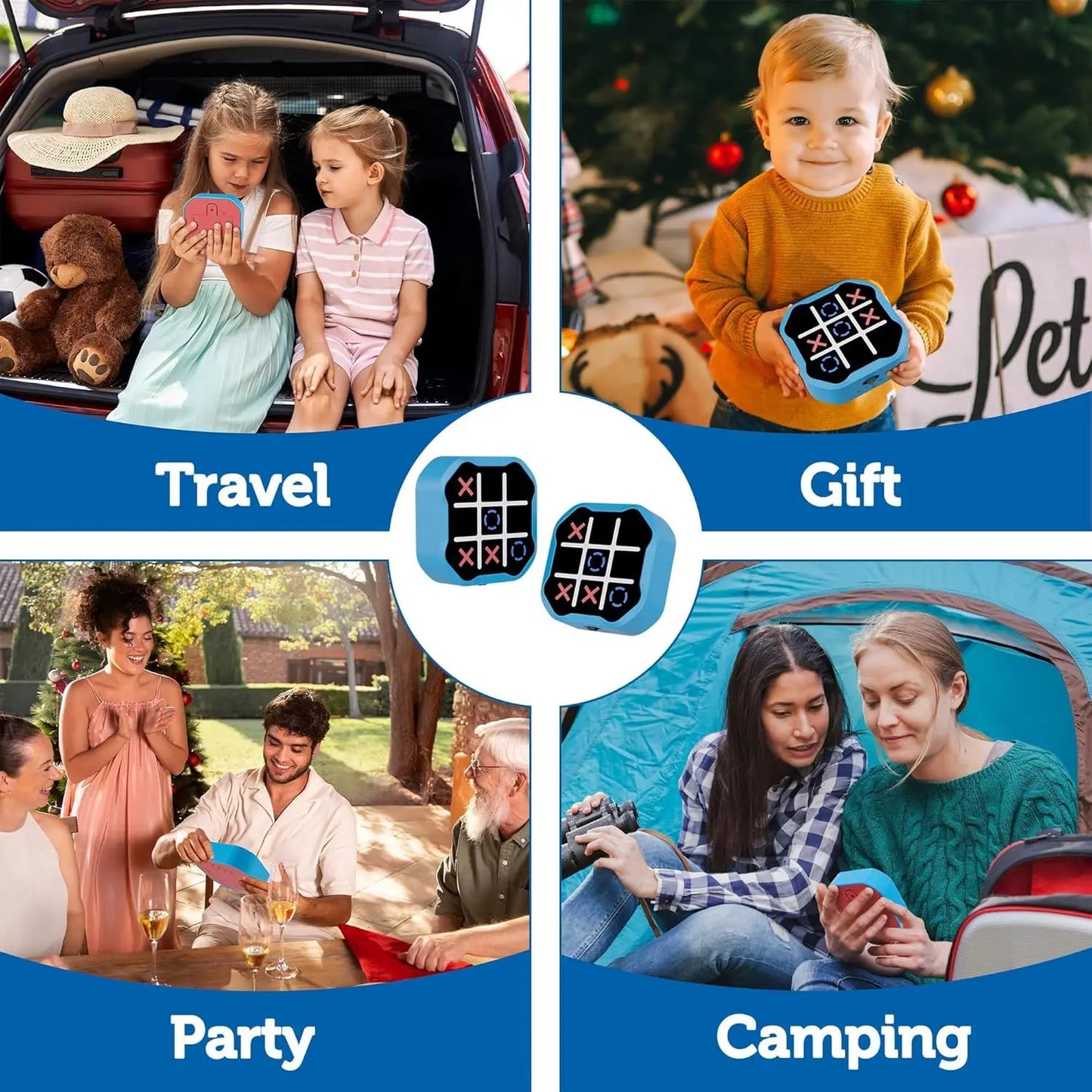 Tic-Tac-Toe Board Board Multifunctional Electronic Games Montessori Puzzle Table Game Chess Chess Set Portable for Adults Kids